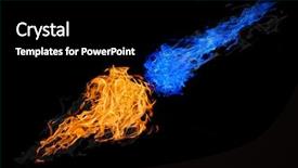  Presentation with blue fire - Cool new slide set with detonation - balls of blue and orange backdrop and a black colored foreground