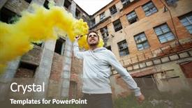  Presentation with smoking - Cool new presentation with detonation - portrait of furious dude backdrop and a gray colored foreground