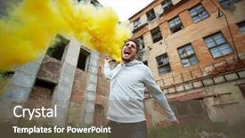  Presentation with smoking - PPT theme having detonation - portrait of furious dude background and a violet colored foreground