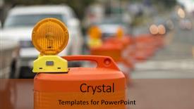  Presentation with road detour - Slides with traffic barrier barrels to detour background and a crimson colored foreground