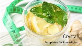  Presentation with tea cup - Slide set enhanced with detox - cup of ginger tea background and a lemonade colored foreground