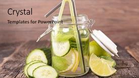  Presentation with detox - Cool new slides with detox drink on wood background backdrop and a  colored foreground