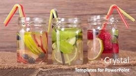  Presentation with fruit drink - PPT layouts enhanced with detox fruit drink background and a coral colored foreground