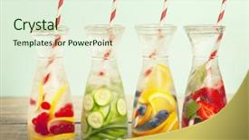  Presentation with infused detox water - PPT layouts with detox fruit infused flavored water background and a sky blue colored foreground