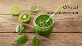  Presentation with cleansing - Theme featuring detox green juice cleansing recipe with also kiwi lemon cucumber spinach background and a coral colored foreground