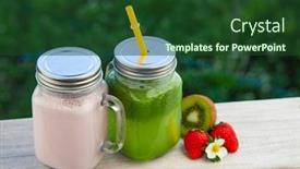  Presentation with detox - PPT theme featuring detox-smoothie-and-fruit background and a forest green colored foreground