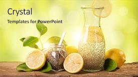 Presentation with energy drink - Cool new theme with detox water - chia fresca natural energy drink backdrop and a blonde colored foreground