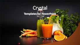  Presentation with organic - Presentation theme having detoxification - glasses with fresh organic vegetable background and a dark gray colored foreground