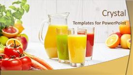  Presentation with juices - Cool new slides with detoxification - glasses with fresh vegetable juices backdrop and a sky blue colored foreground