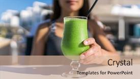  Presentation with healthy lifestyle - Beautiful theme featuring detoxification - healthy juicing lifestyle trend woman backdrop and a soft green colored foreground