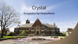  Presentation with green building materials - Beautiful PPT theme featuring real estate - huge new luxury home backdrop and a  colored foreground.