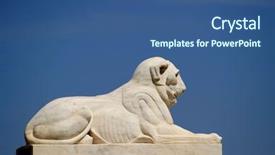  Presentation with lion - Colorful slide deck enhanced with detroit - lion statue in bell isle backdrop and a ocean colored foreground