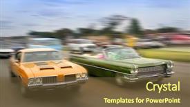  Presentation with muscle cars - Beautiful theme featuring detroit - orange and green color muscle backdrop and a tawny brown colored foreground