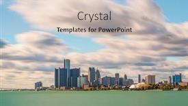  Presentation with detroit - Beautiful presentation theme featuring detroit-michigan-usa-downtown-city backdrop and a lemonade colored foreground