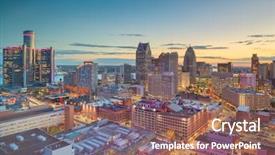  Presentation with detroit - Theme consisting of detroit michigan usa downtown skyline background and a coral colored foreground