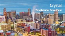  Presentation with detroit - Presentation design having detroit michigan usa downtown skyline background and a teal colored foreground