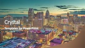  Presentation with detroit - Beautiful presentation theme featuring detroit michigan usa downtown skyline backdrop and a violet colored foreground