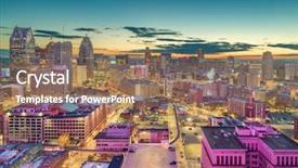 Presentation with detroit - Colorful PPT theme enhanced with detroit michigan usa downtown skyline backdrop and a coral colored foreground