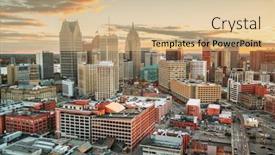  Presentation with detroit - Colorful slide set enhanced with detroit-michigan-usa-downtown-skyline backdrop and a coral colored foreground