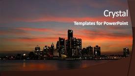  Presentation with detroit - Slides having detroit skyline from the canadian background and a violet colored foreground