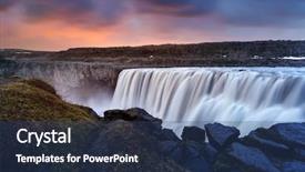  Presentation with powerful - Audience pleasing theme consisting of dettifoss - most powerful waterfall in europe jokulsargljufur national park iceland backdrop and a ocean colored foreground