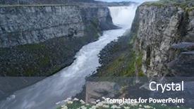 Presentation with nature river - Slides featuring dettifoss waterfall iceland europe summer landscape with river and canyon white flowers in the foreground cloudy morning beauty in nature background and a ocean colored foreground