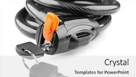  Presentation with bicycle - Audience pleasing slide deck consisting of deturent - bicycle lock on white background backdrop and a white colored foreground