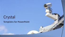  Presentation with cctv - Presentation theme having deturent - cctv security camera over blue background and a  colored foreground