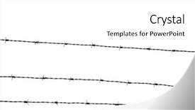  Presentation with barbed wire fence prison concept - Colorful slide set enhanced with deturent - close up barbed wire fence backdrop and a white colored foreground