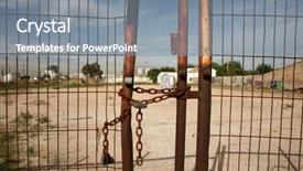  Presentation with closed - Audience pleasing PPT theme consisting of deturent - gate closed backdrop and a gray colored foreground