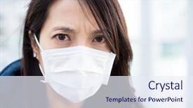  Presentation with wearing a surgical face mask - Colorful slide deck enhanced with deturent - woman wearing face mask backdrop and a  colored foreground