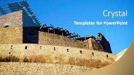  Presentation with romania - PPT theme having deva-fortress-built background and a teal colored foreground