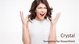  Presentation with white and black woman climbing ladders - PPT layouts consisting of devastation - angry woman screaming isolated background and a lemonade colored foreground