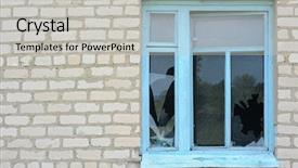  Presentation with break up broken heart - Colorful PPT theme enhanced with devastation - broken window backdrop and a light gray colored foreground