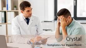  Presentation with medical clipboard - Slide deck with devastation - medicine healthcare and people concept background and a soft green colored foreground