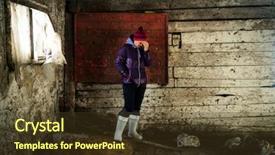  Presentation with abandoned - Presentation design consisting of devastation - middle aged woman background and a tawny brown colored foreground