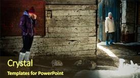  Presentation with building women - Cool new presentation design with devastation - two middle aged women backdrop and a tawny brown colored foreground