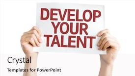  Presentation with develop - PPT theme consisting of develop your talent card isolated background and a sky blue colored foreground