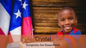  Presentation with pupil - Beautiful PPT layouts featuring developing country - happy pupil at desk backdrop and a red colored foreground