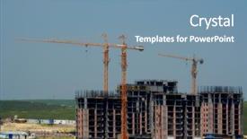  Presentation with building construction - PPT theme consisting of developing country - image of construction zone background and a seafoam green colored foreground