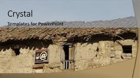  Presentation with village - Colorful presentation theme enhanced with developing country - progress in peruvian village backdrop and a light blue colored foreground