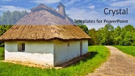  Presentation with village - PPT theme with developing country - traditional village house background and a light blue colored foreground