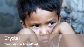  Presentation with filipino - Beautiful PPT theme featuring developing country - young filipino boy portrait backdrop and a coral colored foreground