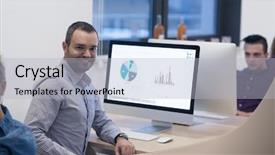  Presentation with computer software - PPT layouts having developing people - startup business software developer working background and a light gray colored foreground