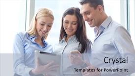  Presentation with smartphones - Theme having application development - business and office concept background and a light blue colored foreground