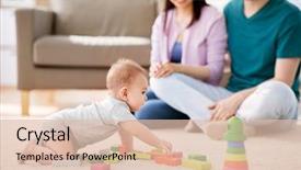  Presentation with baby blocks - Audience pleasing PPT theme consisting of international development - family parenthood and people concept backdrop and a lemonade colored foreground