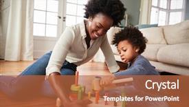  Presentation with mother son flowers - Presentation theme having development - mother young son playing background and a red colored foreground