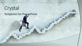  Presentation with climbing stairs - Presentation theme with development and success concept mix background and a sky blue colored foreground