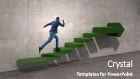  Presentation with climbing stairs - Slide deck having development and success concept mix background and a gray colored foreground