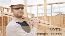  Presentation with civil engineering - Colorful theme enhanced with development civil engineering constructions - construction worker on the job backdrop and a  colored foreground
